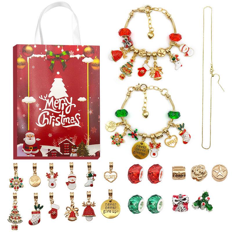 Caixa de Presente Surpresa Vermelha Transfronteiriça de Natal para Crianças - Calendário do Advento Cego Dourado/Prateado DIY