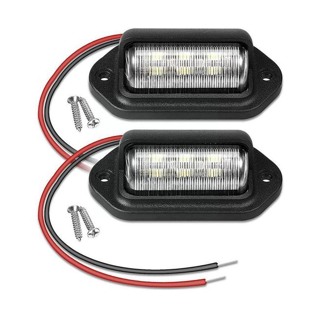 6 LED Mini Car License Number Plate Light  Universal Truck RV Trailer Tail License Plate White Lighting Bulbs Waterproof 12-24V