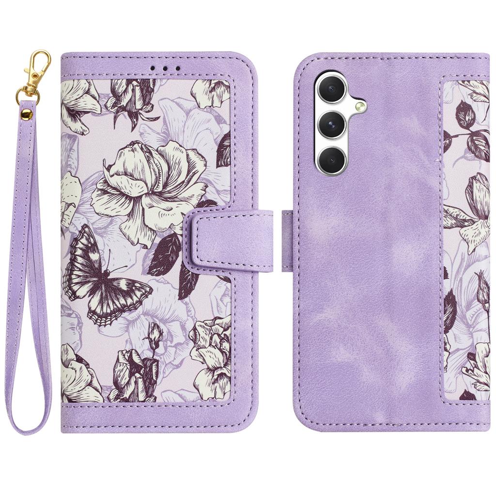 For Samsung Galaxy A56 5G Case PU Leather Floral Phone Cover with Card Slots