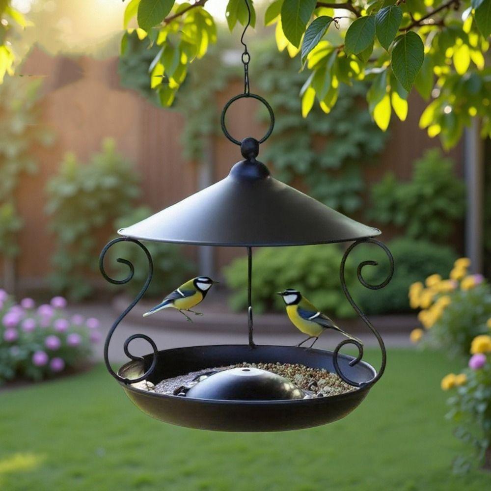 Rainproof Bird Food Dispenser Iron Bird Water Bowl Garden Decor Bird Feeding Tray  Hummingbird