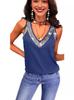 2024 Summer, Cross-border New Women's Clothing, Solid Color V-neck Beads Shiny, Sleeveless Vest T-shirt Top