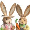 1 Pair Artificial Woven Figures Animal Model Sculpture Standing Statue Doll for Office Easter
