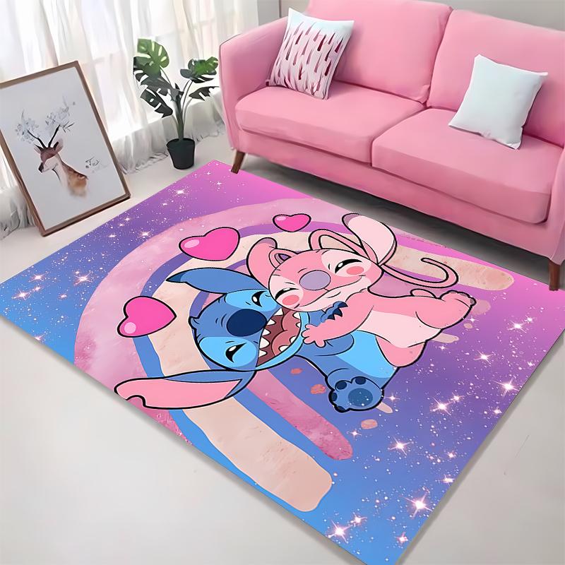 3D Stich Engel Liebe Rosa Zimmerteppich Straßenmode Teppich Schlafzimmer Wohnzimmer Fußmatte Heimdekoration Rutschfeste Fußmatten Potdemiel