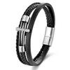 Black Leather Rope Cowhide Men's Double Layer Genuine Leather Woven Bracelet Handmade Multilayer Leather Cross Bracelet 2026