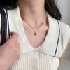 18K Retro Black Mirror European & American Oval Stainless Steel Necklace