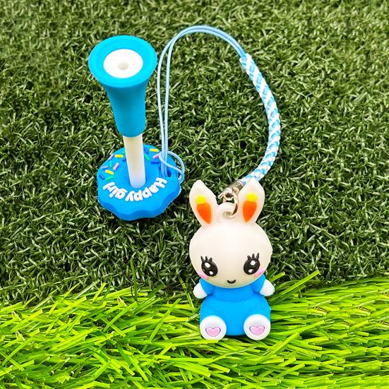 Cartoon Rabbit Golf Tee Hanger Plastic Anti Lost Golf Tee Ring with Strap Loss Prevention Tee Holder with Golf Tee for Men Women