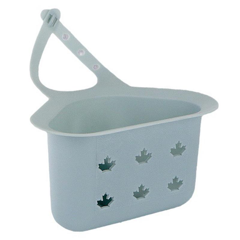 

Kitchen Sink Drain Hanging Basket Faucet Sponge Wipe Brush Rag Triangle PP Storage Basket Blue