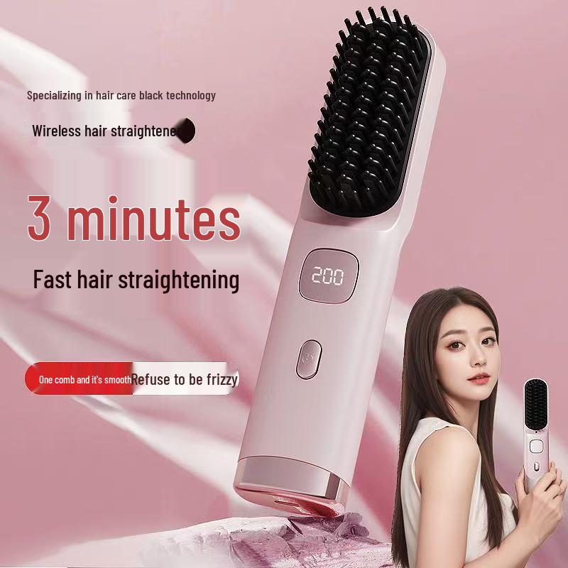 Wireless Dual-Use Straightener & Curler - Mini Portable Comb for Fluffy Inward Buckles