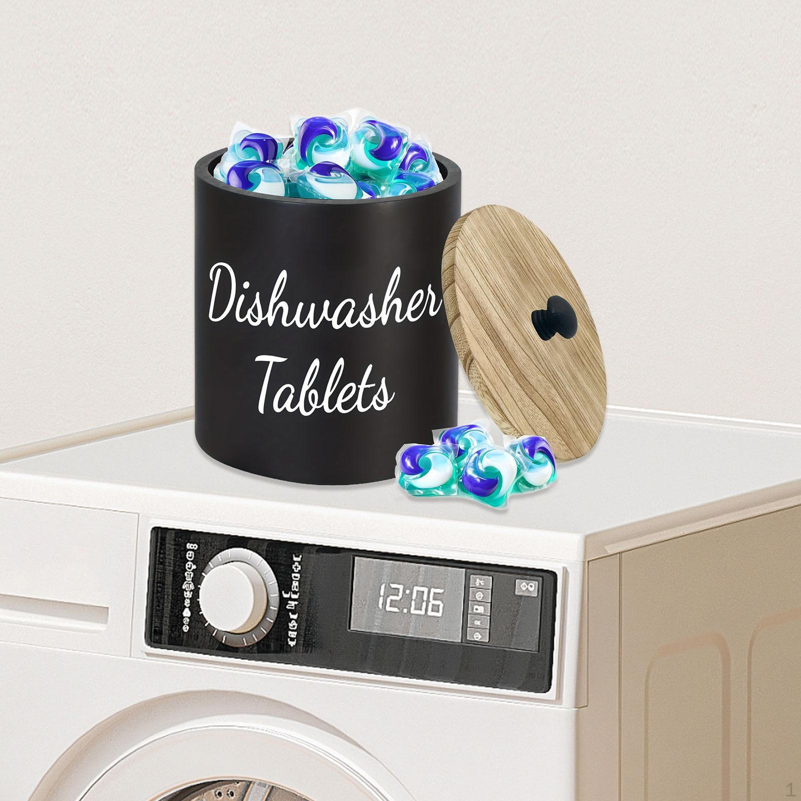 

Коробка для хранения таблеток для посудомоечной машины с крышкой Деревянный органайзер для кухни чёрный