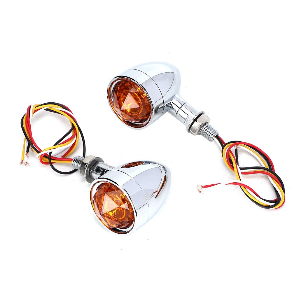 Motorcycle Dual Flashing Light Amber Red Running Turn Signal Brake Lamp Chrome Shell Yellow Lens