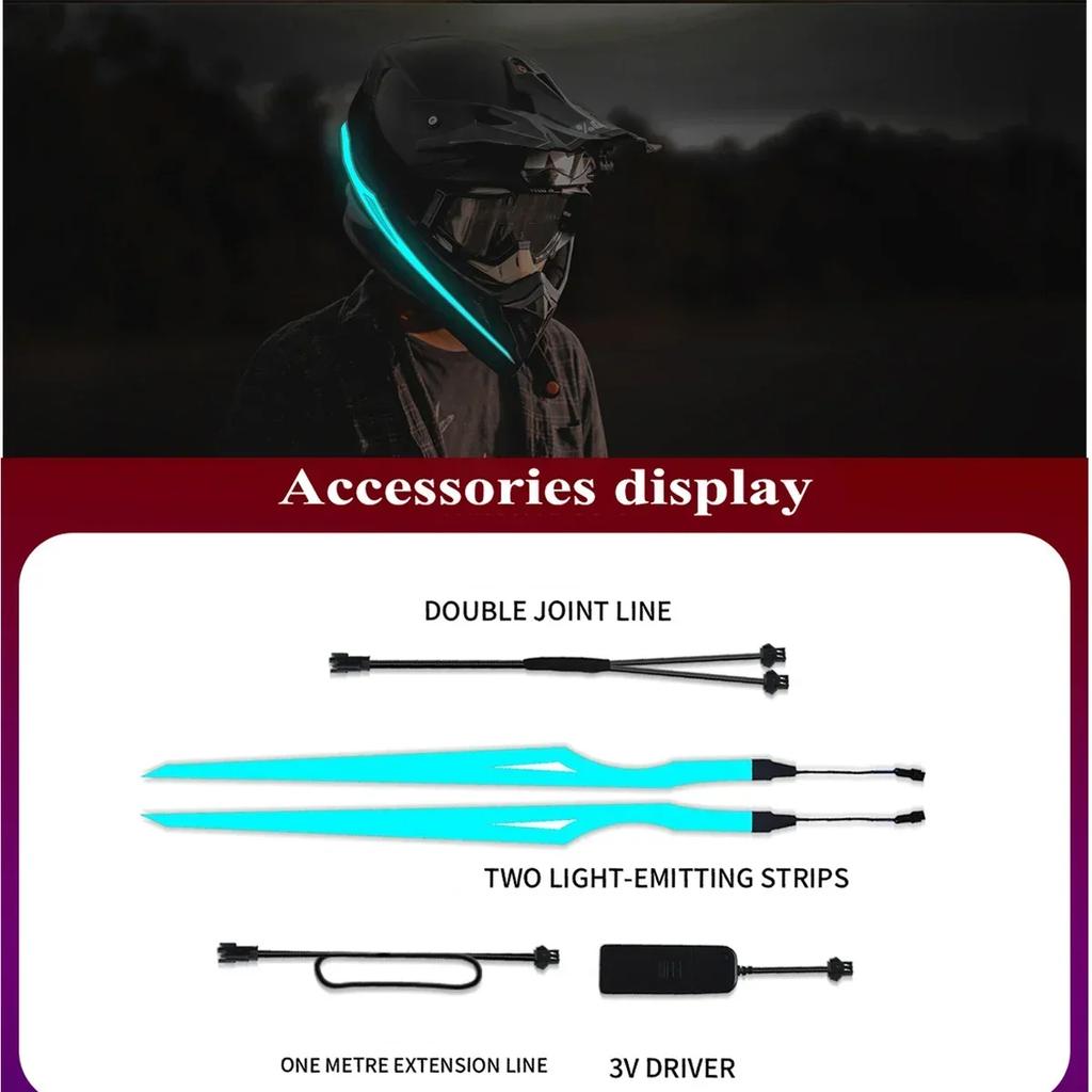 Motorcycle Helmet Cold Light Mod Kit Flashing Stripe Luminous Sticker LED Night Riding Lights Motorcycle Helmet Decoration
