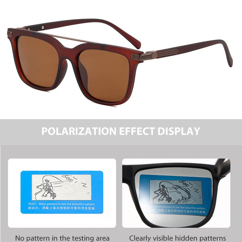 Xiaomi Men Women Square Polarized Sunglasses UV400 Double Bridge Retro Shades Metal Decor Temple for Driving Fishing Travel Outdoor 868