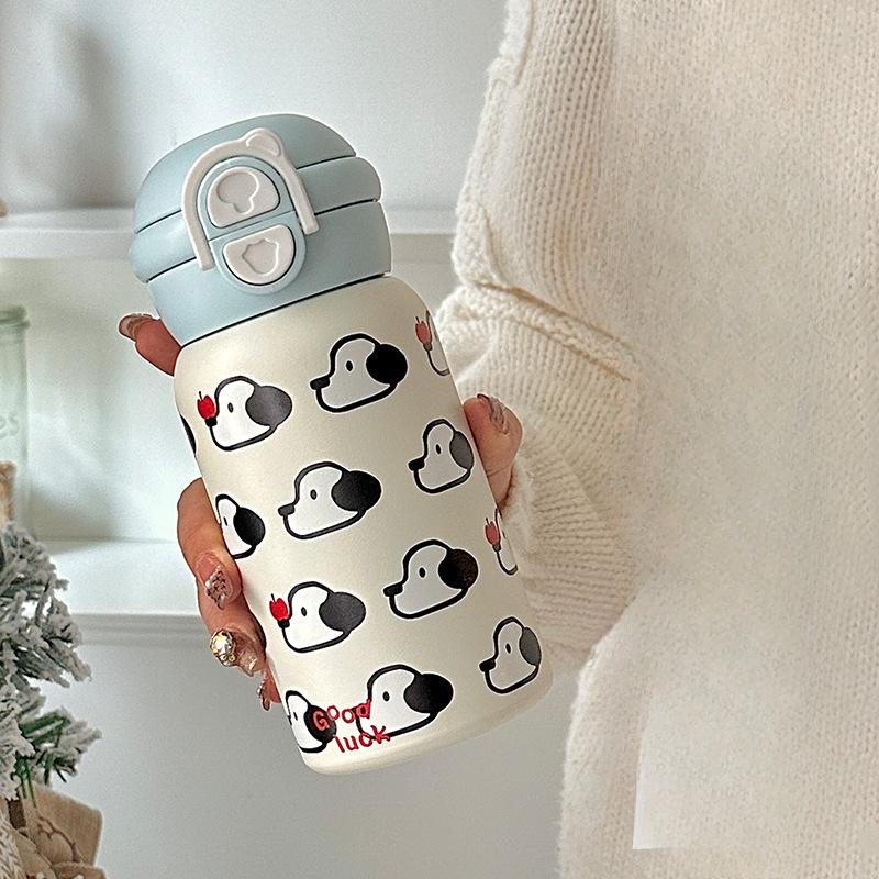 Nová Ins Větru Vysoká Úroveň Vzhledu Termoska na Dvojitý Nápoj Dívky Velkoobjemový Nerezový Kelímek na Vodu Roztomilý Kelímek s Malou Černou Kočičkou