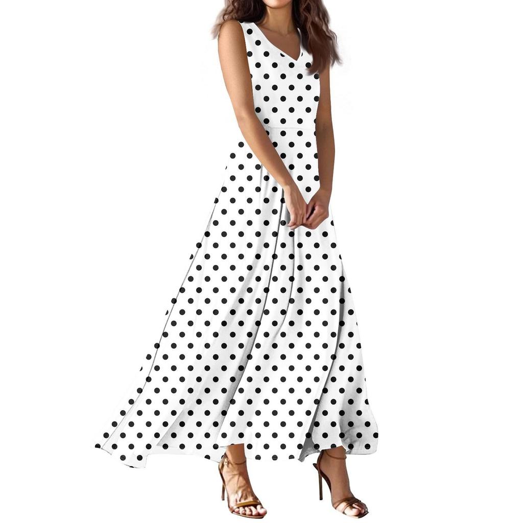 Women's Summer Casual Fashion  Dress V Neck Sleeveless Dress