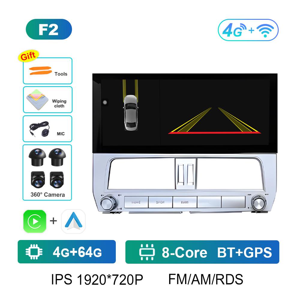 Navigation GPS Wireless Carplay Car Video for Toyota Prado 2018 Radio Player 12.3 Inch Autoradio Bluetooth Cooling Fan Head Unit