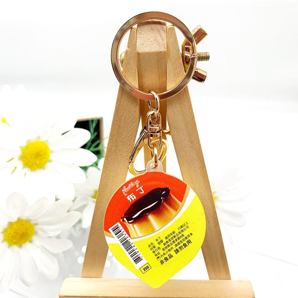 Squeeze Miniature Pudding Keyring Food Play Slow Rebound Pinch Pendant Pudding Keychain  Birthday