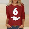 Women's Casual, Stylish, Sexy, Comfortable Round Neck Three-Quarter Sleeve Top