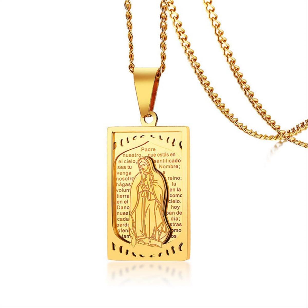 Trendy Medal Men s Spanish Square Pendant Necklace 60CM