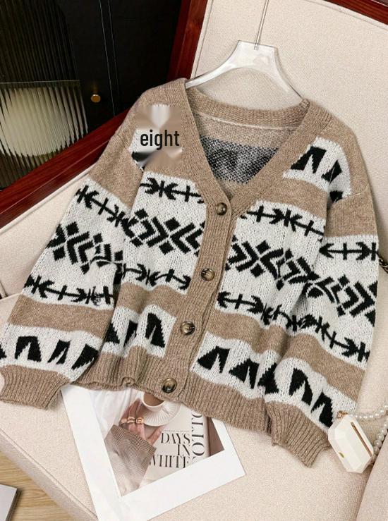 Autumn-Winter Fair Isle Knit Cardigan & Shawl with Snowflake Design