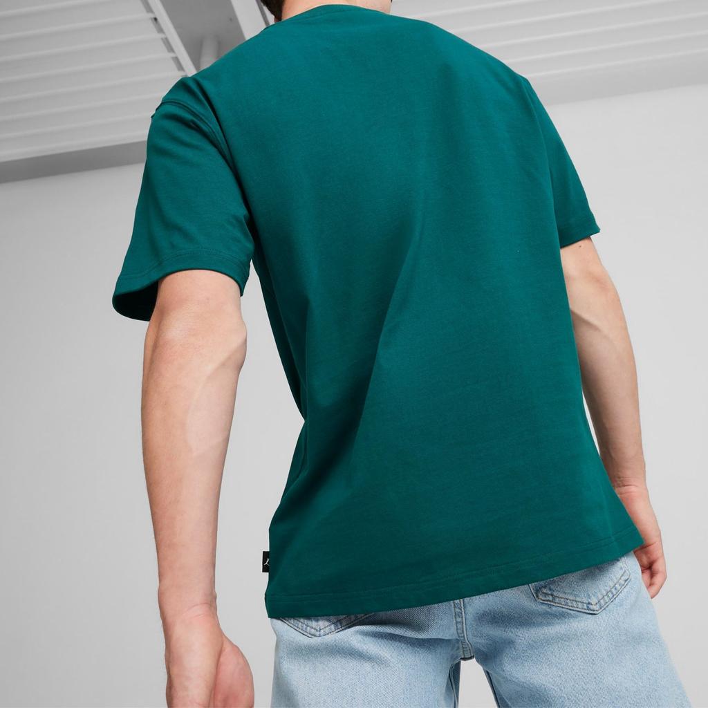 Puma Letter Print Loose Casual Sports Crew Neck Short Sleeve T-Shirt Men Tops Green 624049-43