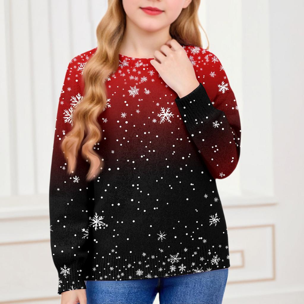 Christmas Day Sweatshirts For Children Boys And Girls Knit Sweater Cute Shirt Fall Crewneck Pullover Tops