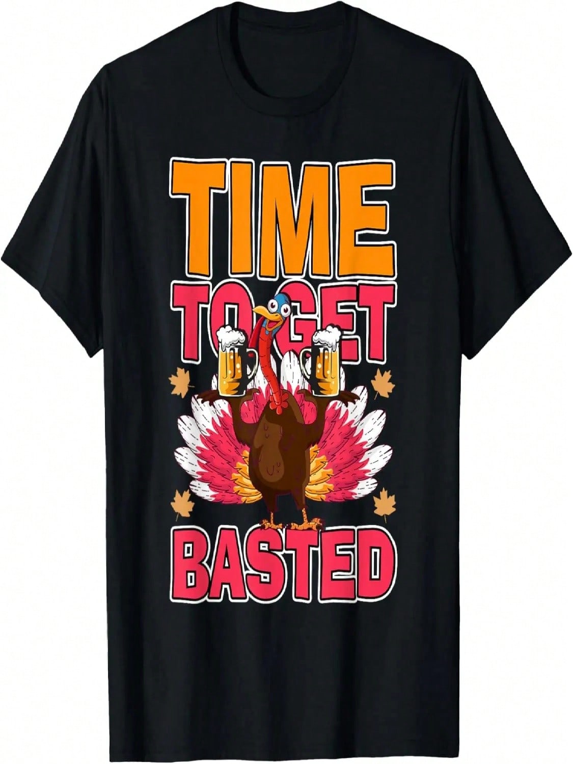 Time To Get Basted Funny Thanksgiving Turkey Cooking Apron T-Shirt S разноцветный