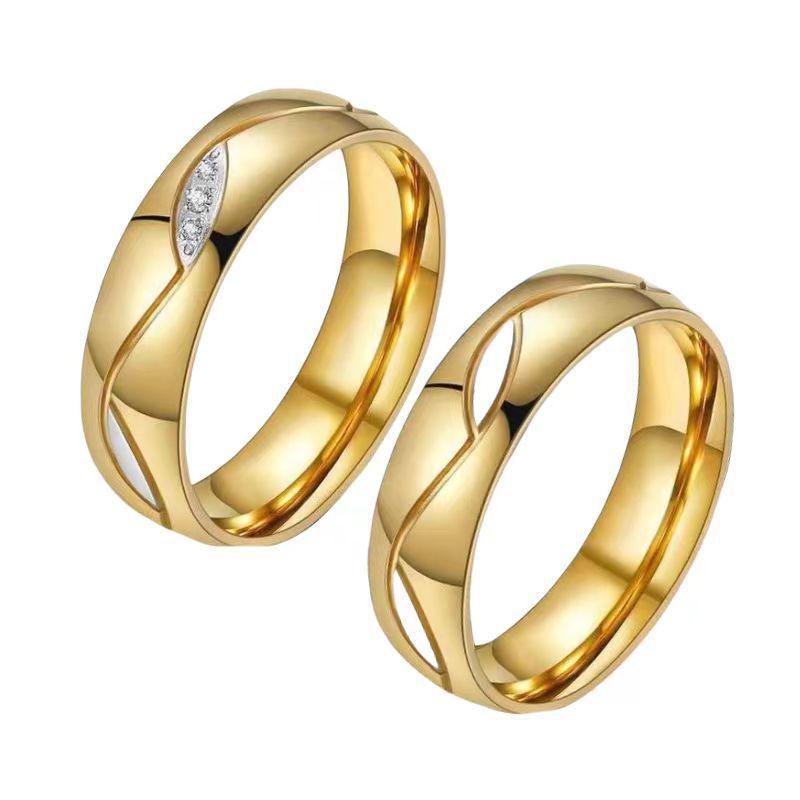 Set di Anelli per Coppia in Acciaio Inossidabile, Gioielli in Acciaio al Titanio Anti-Sbiadimento, Accessori per le Mani.