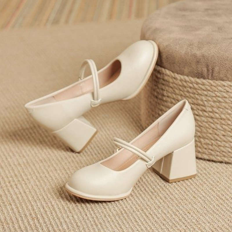 Mary Jane Shoes Women's New Spring and Summer Evening Breeze with Cheongsam Shoes Thick Heel Single Shoes High Heels Women