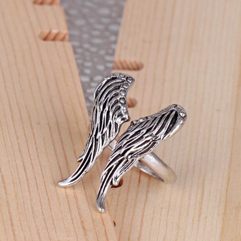 New Angel Wings Feather Wings Retro Open Jewelry Ring