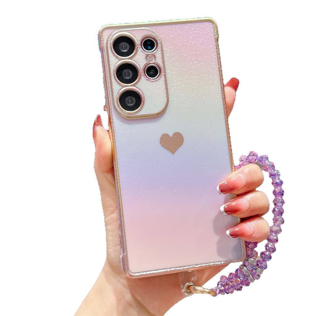 Použitelné pro pouzdro na mobilní telefon Samsung S25ultra Samsung S24 Silikonová strana Láska S23 Nová křišťálová šňůrka