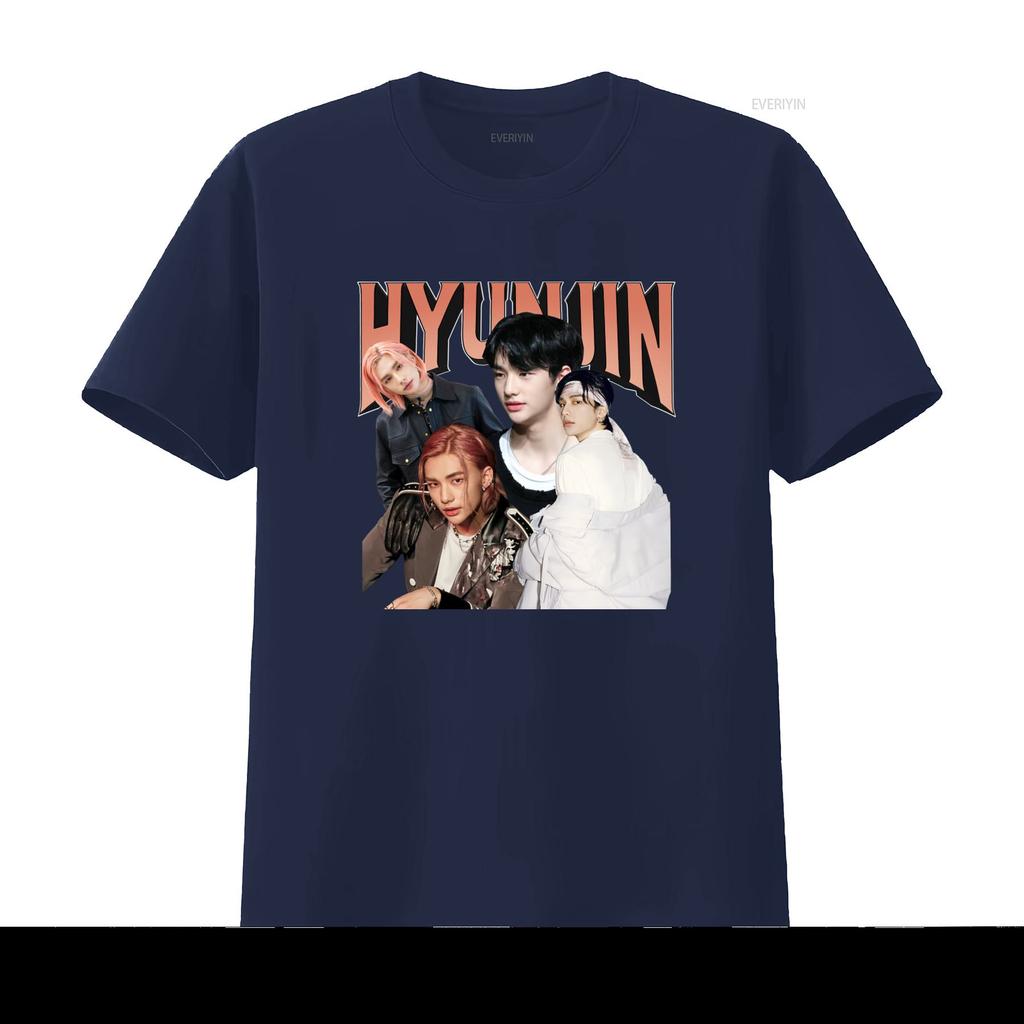 Hyunjin Concert Band KPOP Korean Style T Shirt Large Size Perfect for Fans Vintage Washed Breathable Homme Soft Graphic Unisex