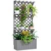 52L Wooden Planter With Trellis And Shelves Grey