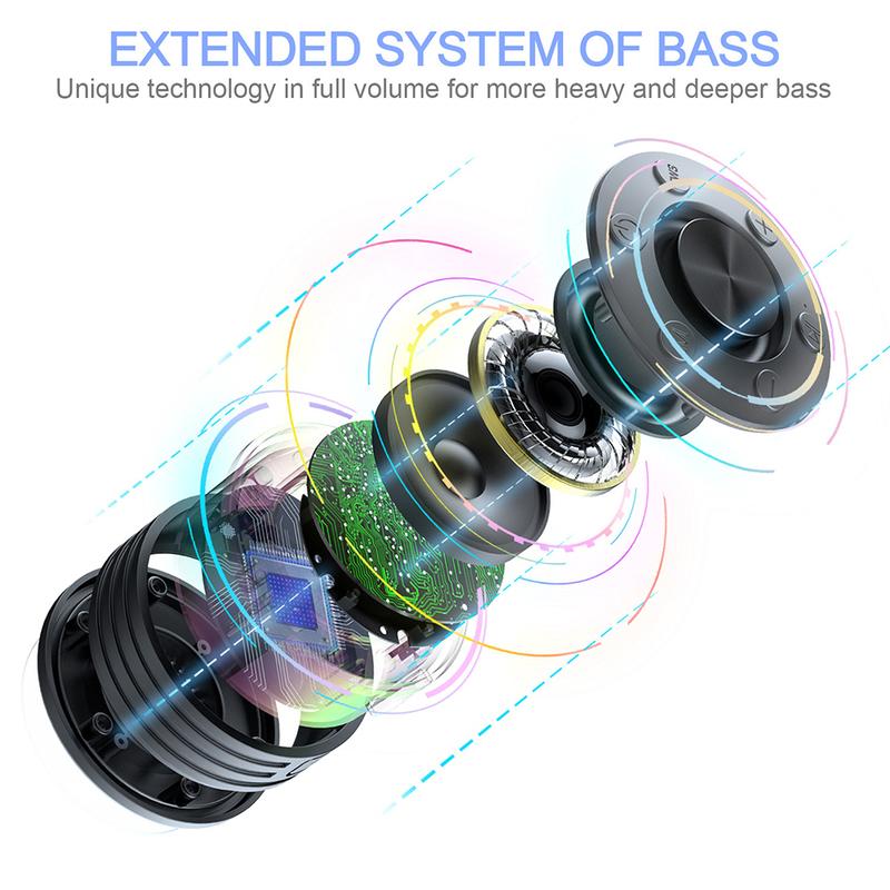 Waterproof Shower Speaker with Suction Cup/RGB Light Bluetooth-Compatible 5.2 Stereo Subwoofer for Bathroom Party Travel Outdoor
