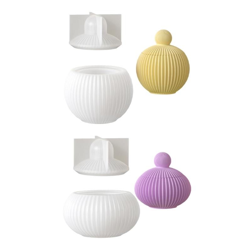 Creative Silicone Mold Striped Pattern Storage Box Moulds Plant Pots Molds Silicone Texture for Crafting Enthusiasts