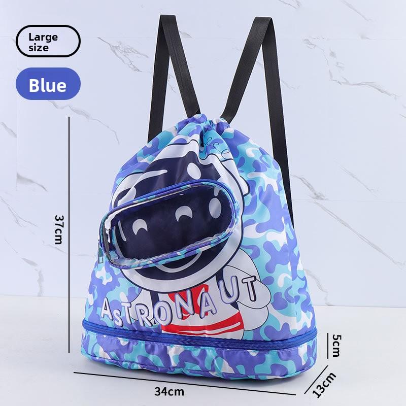 Children's Waterproof Storage Bag with Wet and Dry Separation, Portable Cartoon Backpack for Boys and Girls, Travel Storage Bag