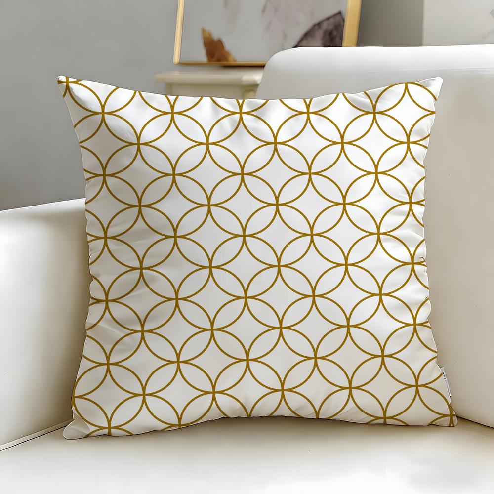 classic art theme Japanese Golden Lines Cushion Cover Soft EasyWash Pillow Case Versatile for Couch Bed Travel and Office