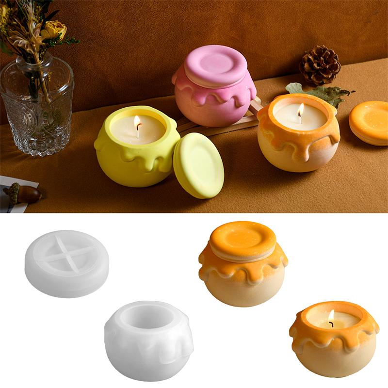 

Форма для самостоятельного изготовления из эпоксидной смолы, гипсовая банка для крема, меда, форма с крышкой, коробка для хранения, подсвечник, силиконовая форма для украшения дома