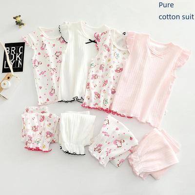 Set Pantaloni Corti a Maniche Corte per Bambini - Puro Cotone Bambina Abbigliamento da Casa