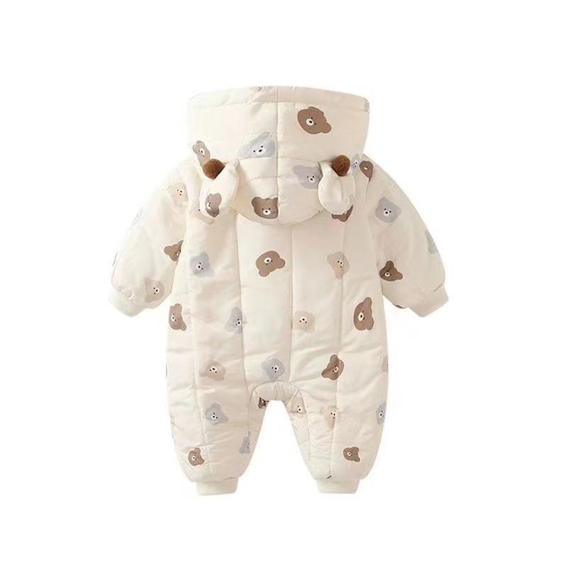 Super Cute Fleece-Lined Infant Jumpsuit – Winter Bodysuit for Newborns