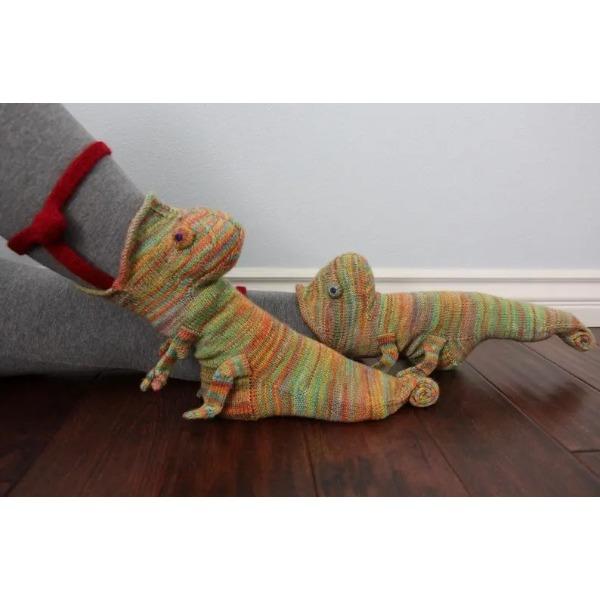 Skarpetki dziergane Kameleon Krokodyl Śliczne Nowatorskie Unisex Zimowe Ciepłe Podłogowe Świąteczne Rekin Ryba Nowe Męskie i Damskie Prezenty Świąteczne