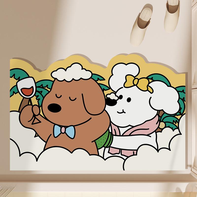 

Cartoon Dog Bathroom Moisture-wicking Mat Bathroom Bathroom Door Odd Shape Diatom Mud Mat Non-slip Quick Drying Mat 40 * 60cm