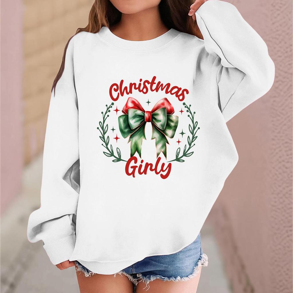 Children's Fashionable Casual Long-sleeved Loose Christmas Print Pullover Sweatshirt