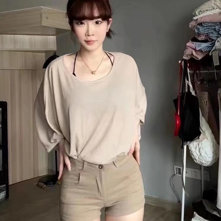 Shorts en jean vintage kaki grande taille pour femme - Amincissants, Élastiques, Moulants pour l'été 2026