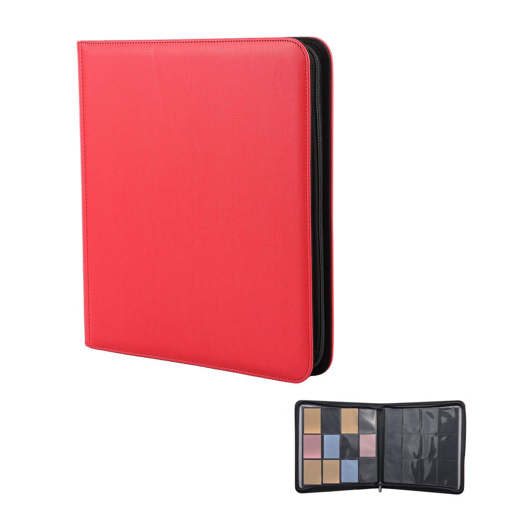 PU Leather Cover Trading Card Album Large Capacity Zipper Closure Card Collection Album With Transparent Inner Page for Storage