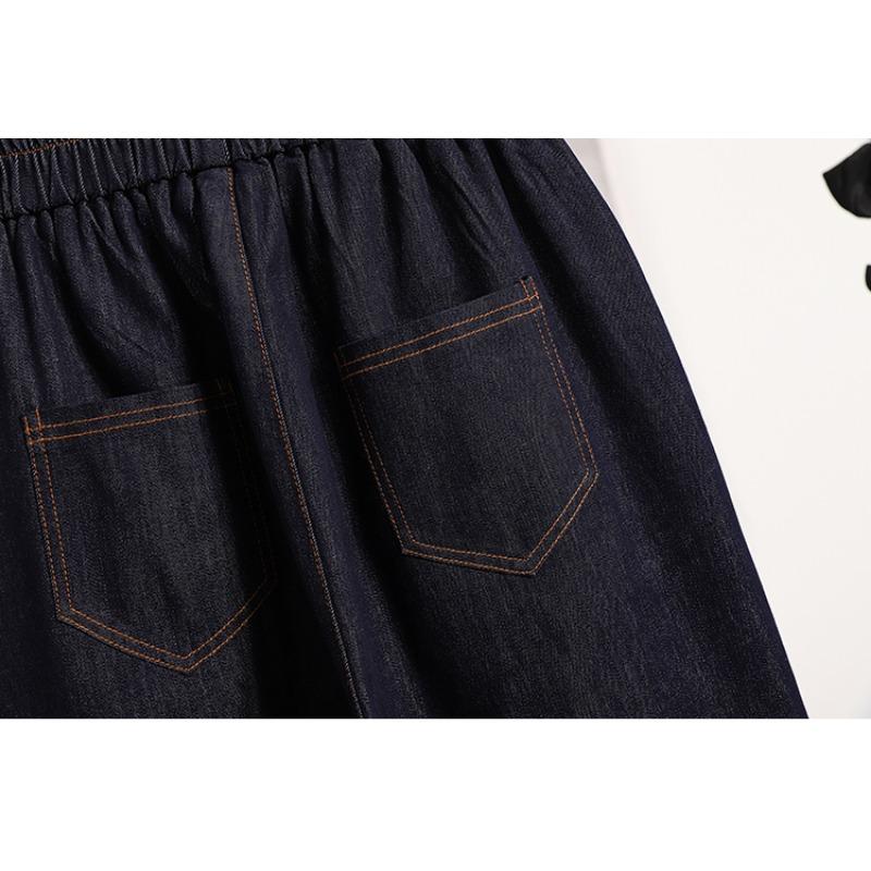 DIMANAF 2025 Plus Size Spring Jeans Long Harem Pants Women Casual Basic Trousers 5XL High Waist Elastic