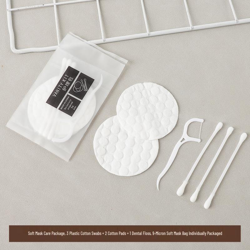 Five-Star Hotel Disposable Care Kit: Cotton Swabs, Cotton Pads, Nail File.