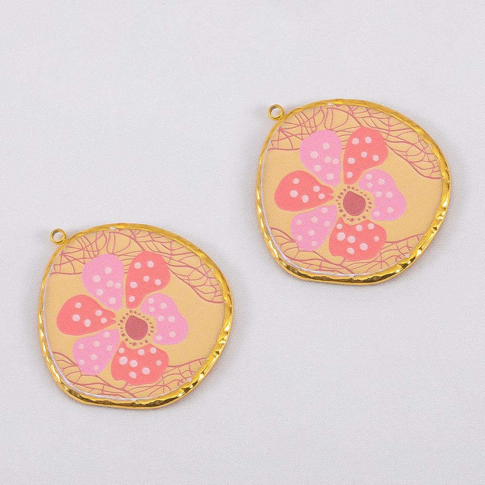 

2pcs Fresh Style 304 Stainless Steel Enamel Floral Pendant DIY Delicate Charm For Jewelry Making Garment Trims Embellishment 2pcs