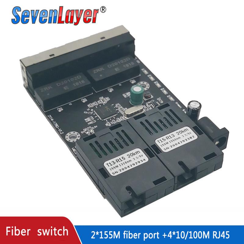 2-Fiber 4-Ethernet Gigabit Switch & Transceiver PCBA with Optical Port