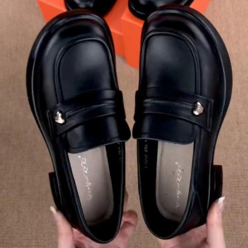 Platform women's autumn new thick heel soft leather soft sole small leather shoes comfortable and versatile single shoes