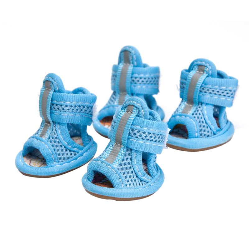 4 Pcs/set Pet Shoes Tendon Bottom Mesh Breathable Sandals For Dogs